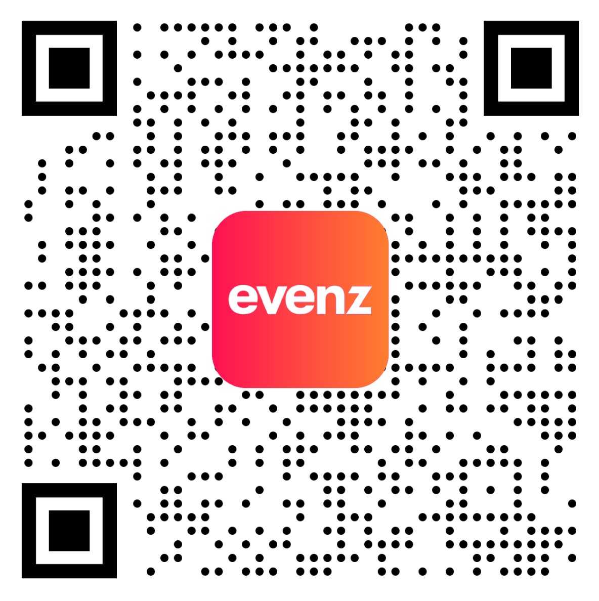 Scan to download the Evenz app